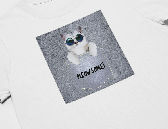 Koszulka z naszywką Meowsomepocket