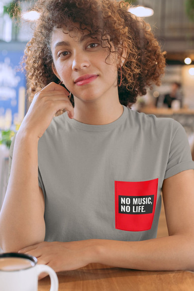 Koszulka z kieszonką NO MUSIC