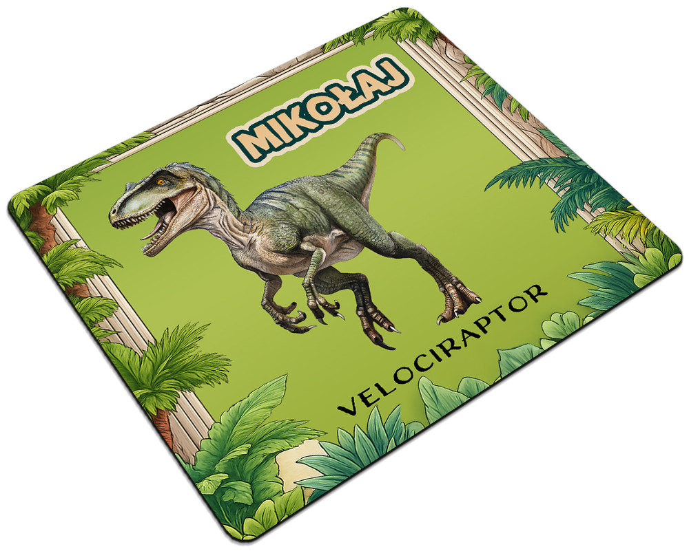 Podkładka Dinozaury Velociraptor + imię dziecka 24x19cm
