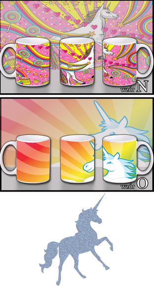 JEDNOROŻCE Zestaw poduszka kubek WZORY+GRATIS