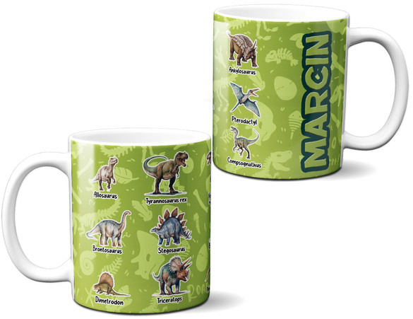 Kubek Dinozaury różne - z imieniem dziecka
