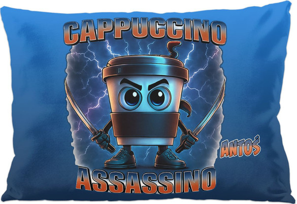 Poduszka Italian Brainrot Cappuccino Assassino z piorunami