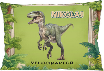 Poduszka Dinozaury Velociraptor + imię dziecka