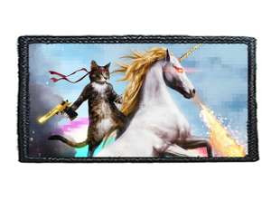 Naszywka CAT ON UNICORN WITH A GUN / KOT NA JEDNOROŻCU Z BRONIĄ