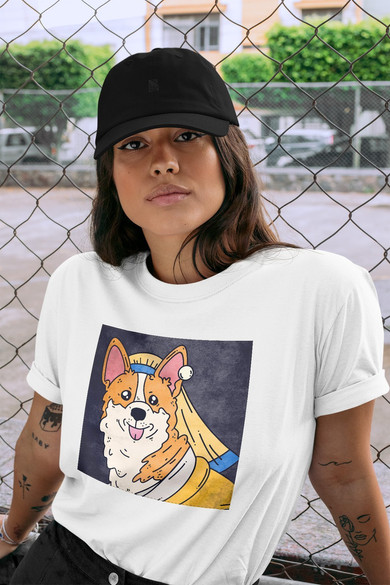 Koszulka z naszywką DOG PARODY:  Dziewczyna z perłą 