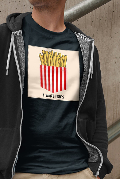 Koszulka z naszywką I want fries