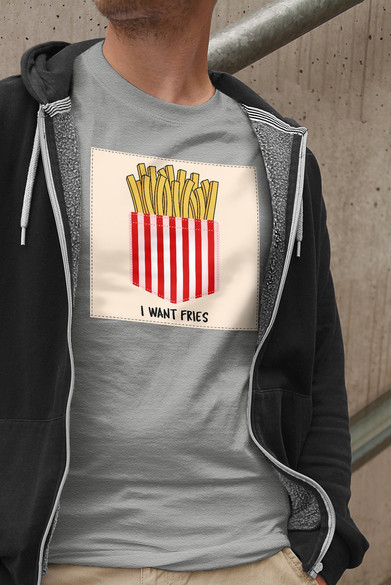 Koszulka z naszywką I want fries