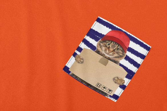 Koszulka z kieszonką KOT KURIER