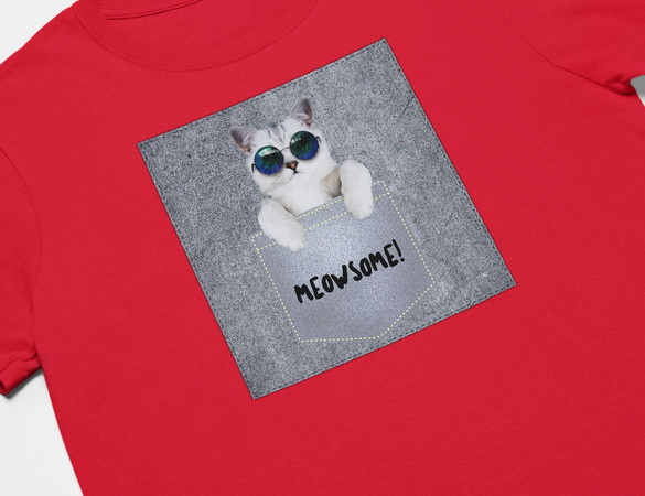 Koszulka z naszywką Meowsomepocket