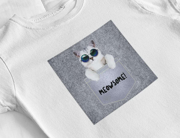 Bluzka damska z naszywką Meowsomepocket