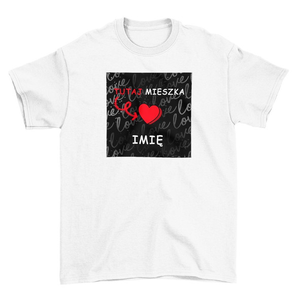 Koszulka z naszywką na Walentynki TWÓJ NAPIS