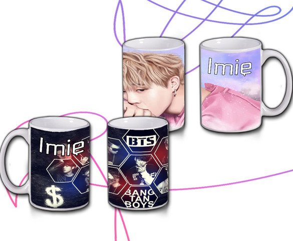 Kubek BTS k-pop WZORY z Polski imię gratis