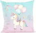 Poduszka Jednorożec z balonami – pastelowa, z imieniem, prezent dla dziewczynki 40x40cm