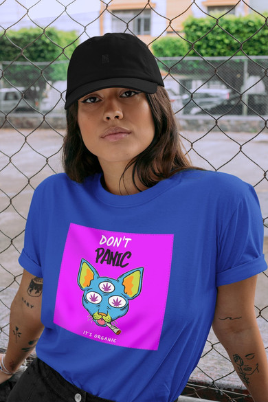 Koszulka z naszywką Don't panic is organic