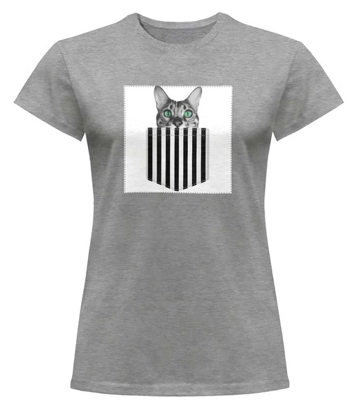 Bluzka damska z naszywką Cat pocket