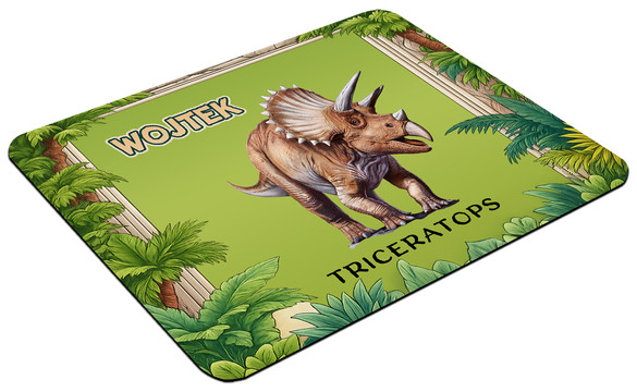 Podkładka Dinozaury Triceratops + imię dziecka 60x40cm
