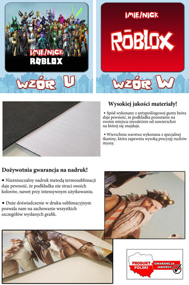 Podkładka pod mysz ROBLOX 24x19cm Z POLSKI +imię