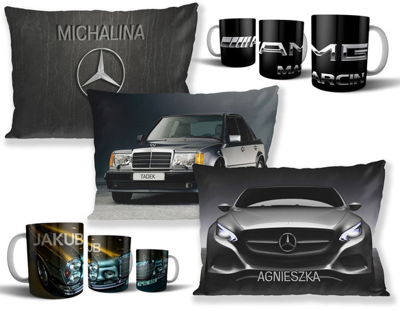 Zestaw MERCEDES poduszka+kubek+GRATIS!  WZORY