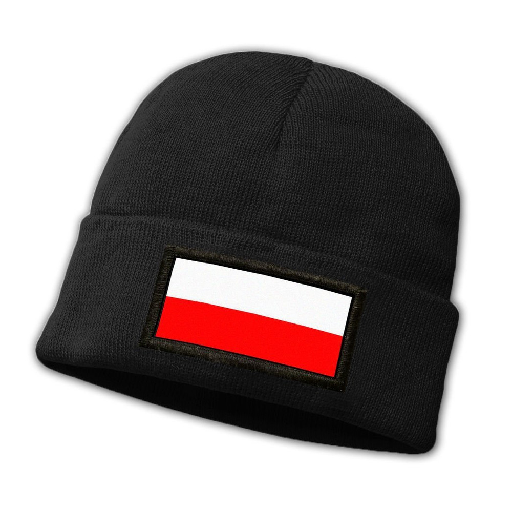 Czapka zimowa z naszywką FLAGA POLSKA