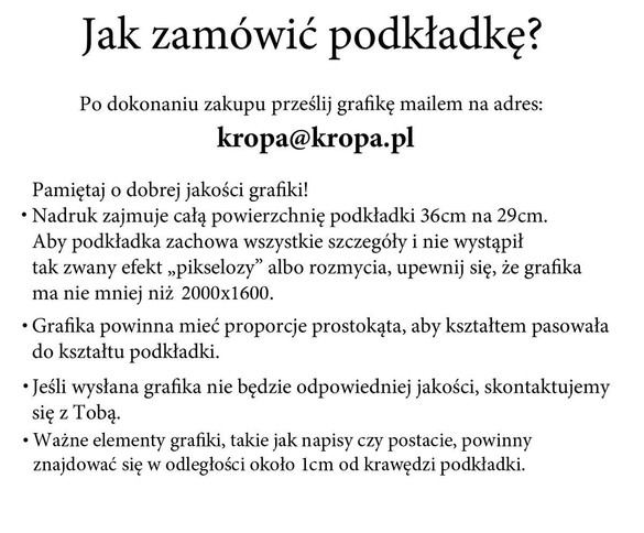 Podkładka mata pod mysz duża 36x29cm dowolny nadruk