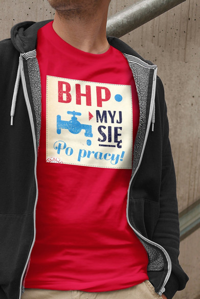 Koszulka z naszywką PRL-BHP