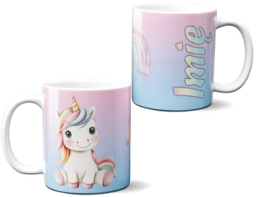 Kubek Jednorożec słodko uśmiechnięty – imię gratis