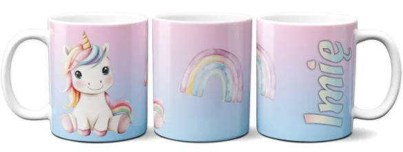 Kubek Jednorożec słodko uśmiechnięty – imię gratis