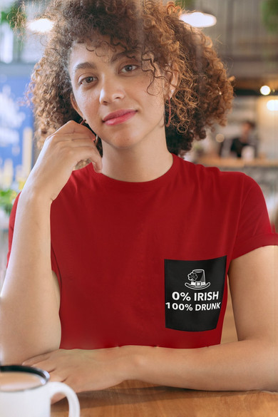 Koszulka z kieszonką 0% IRISH 100% DRUNK