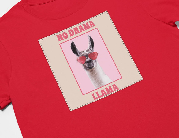 Koszulka z naszywką No drama llama
