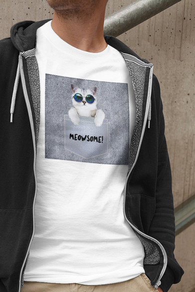 Koszulka z naszywką Meowsomepocket