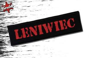 NASZYWKA LENIWIEC: LOGO - czerwony napis