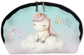 Kosmetyczka Jednorożec na chmurce – personalizowana, pastelowa