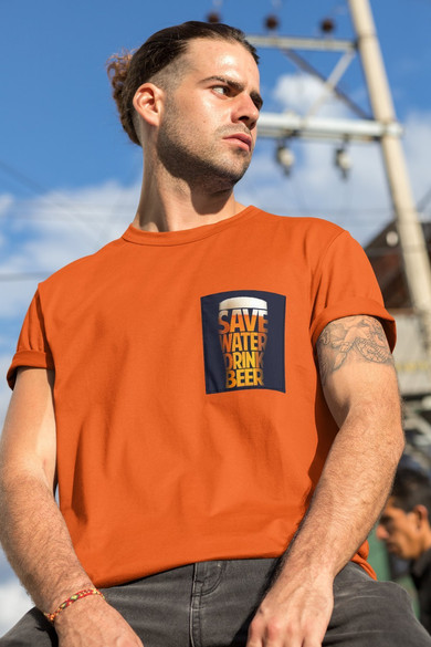 Koszulka z kieszonką Save water drink beer