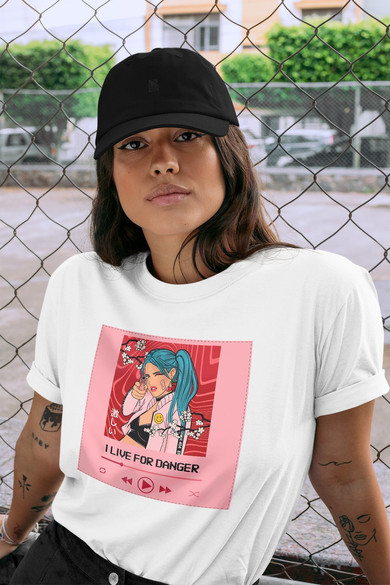 Koszulka z naszywką I live for danger