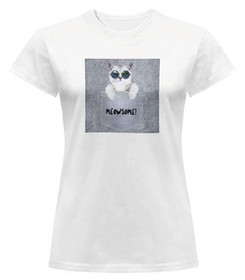 Bluzka damska z naszywką Meowsomepocket