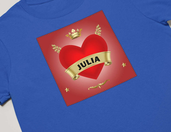 Koszulka z naszywką na Walentynki TWÓJ NAPIS