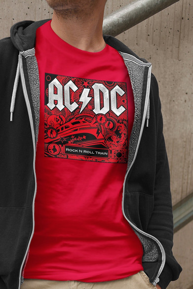 Koszulka z naszywką AC/DC...Train...