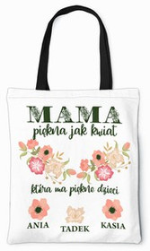 Torba na ramię MAMA PIĘKNA JAK KWIAT + IMIĘ 4
