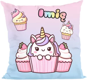 Poduszka Jednorożec Kawaii muffinka – słodki styl, dla dziewczynki 40x40cm