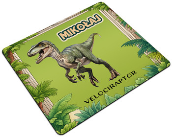 Podkładka Dinozaury Velociraptor + imię dziecka 24x19cm