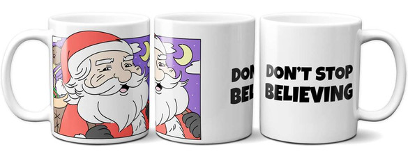 Kubek ŚWIĄTECZNY DON"T STOP BELIEVING na Prezent