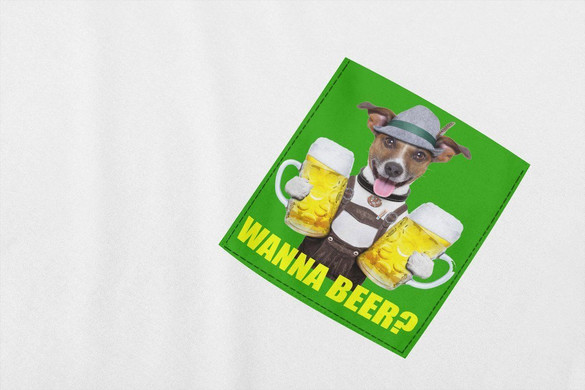 Koszulka z kieszonką WANNA BEER?