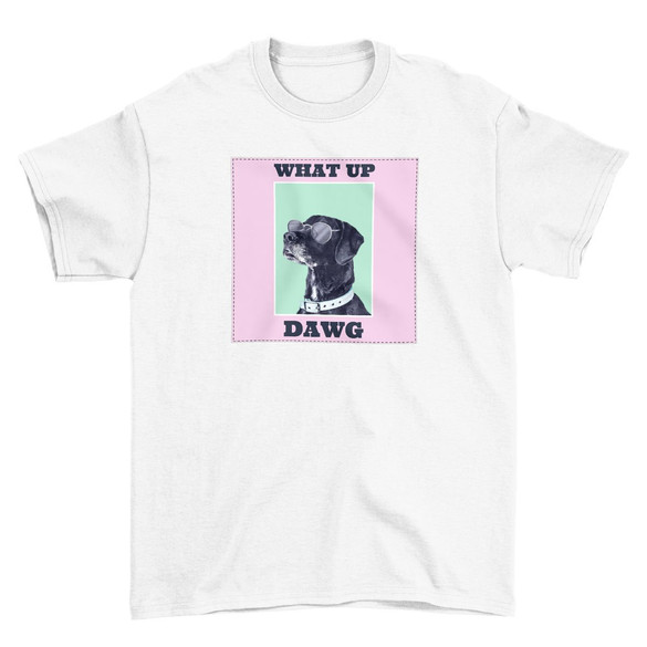 Koszulka z naszywką What up dawg