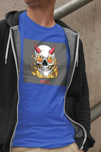 Koszulka z naszywką Skull : Burn it all
