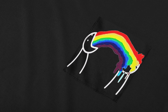 Koszulka z kieszonką  ASDF Rzygam tęczą