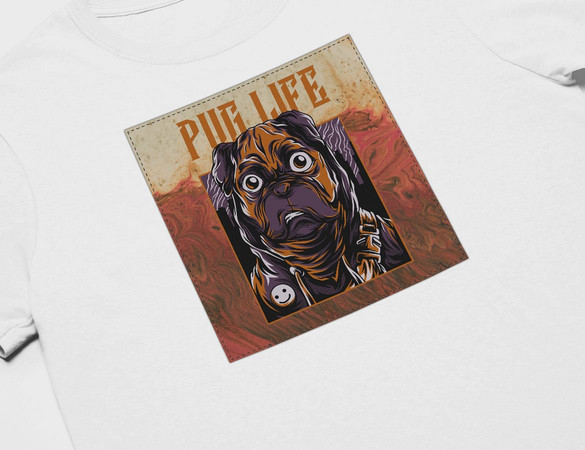 Koszulka z naszywką  PUG LIFE