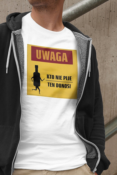 Koszulka z naszywką PRL- kto nie pije...