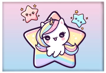 Magnes Jednorożec Kawaii z lodem – personalizowana, prezent dla dziecka