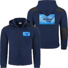 Polar z odpinanym kapturem i logo – granatowo-czarny