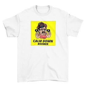 Koszulka z naszywką Calm down boomer